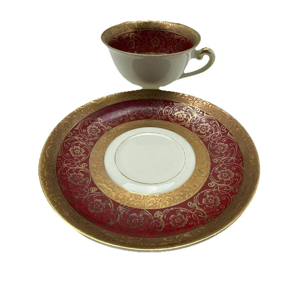 VTG AL KA‎ Kunst Kronach Bavaria Germany TEA CUP And SAUCER red & Gold